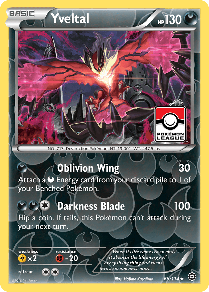 65, Darkness, Fighting[-20], Holo Rare, Holofoil, Lightning[×2], Reverse Holofoil, XY: Steam Siege Yveltal (65/114) [XY: Steam Siege] - Trading Card World