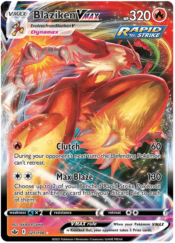 021, Fire, Holofoil, Sword & Shield: Chilling Reign, Ultra Rare, Water [x2] Blaziken VMAX (021/198) [Sword & Shield: Chilling Reign] - Trading Card World