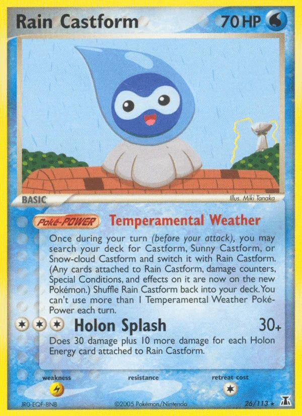 26, EX: Delta Species, Lightning[×2], Normal, Rare, Water Rain Castform (26/113) [EX: Delta Species] - Trading Card World