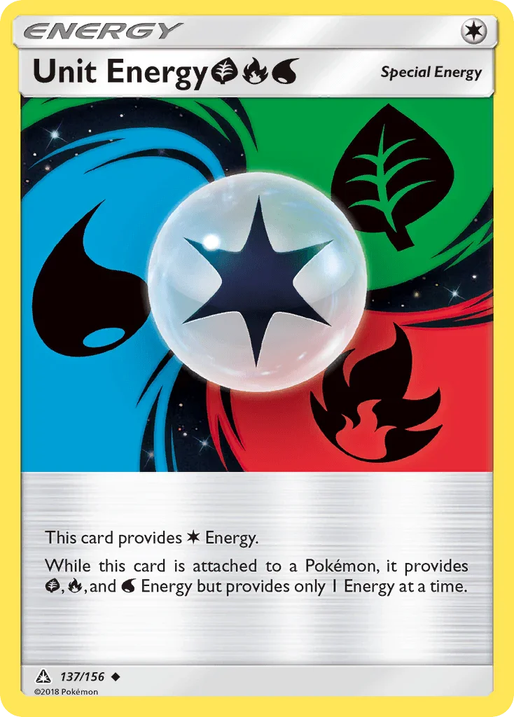 137, Colorless, Normal, Reverse Holofoil, Sun & Moon: Ultra Prism, Uncommon Unit Energy (137/156) (Grass, Fire, Water) [Sun & Moon: Ultra Prism] - Trading Card World