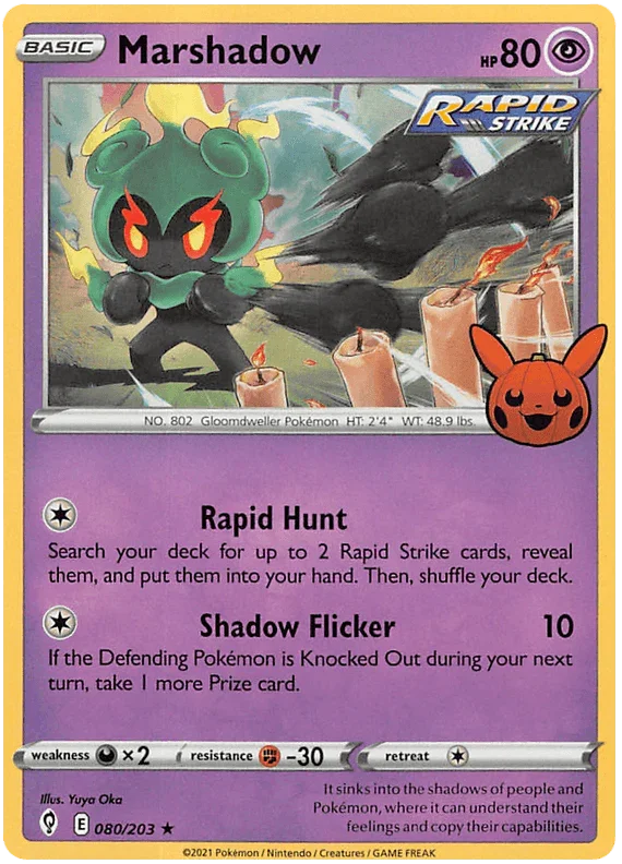 080, Darkness [x2], Fighting [-30], Holofoil, Promo, Psychic, Trick or Trade 2023 Marshadow (080/203) [Trick or Trade 2023] - Trading Card World