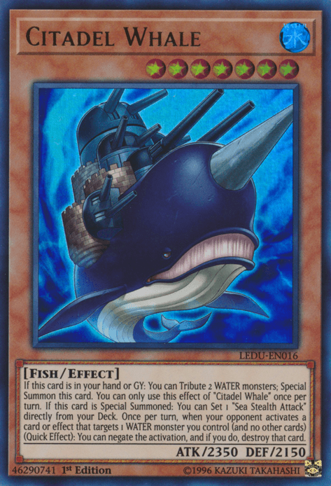 1st Edition, Effect Monster, Fish, Legendary Duelists, Ultra Rare, Water Citadel Whale [LEDU-EN016] Ultra Rare - Trading Card World