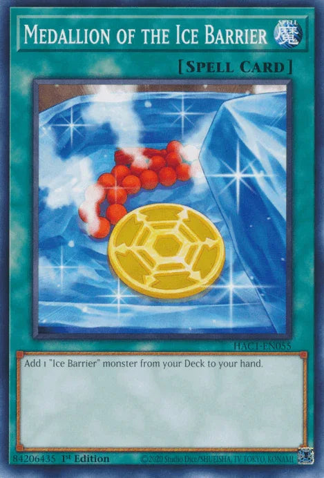 1st Edition, Common, Hidden Arsenal: Chapter 1, Normal Spell, Spell Medallion of the Ice Barrier [HAC1-EN055] Common - Trading Card World