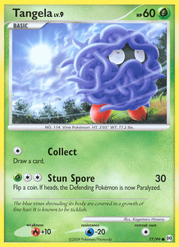 77, Common, Fire[+10], Grass, Normal, Platinum: Arceus, Reverse Holofoil, Water[-20] Tangela (77/99) [Platinum: Arceus] - Trading Card World