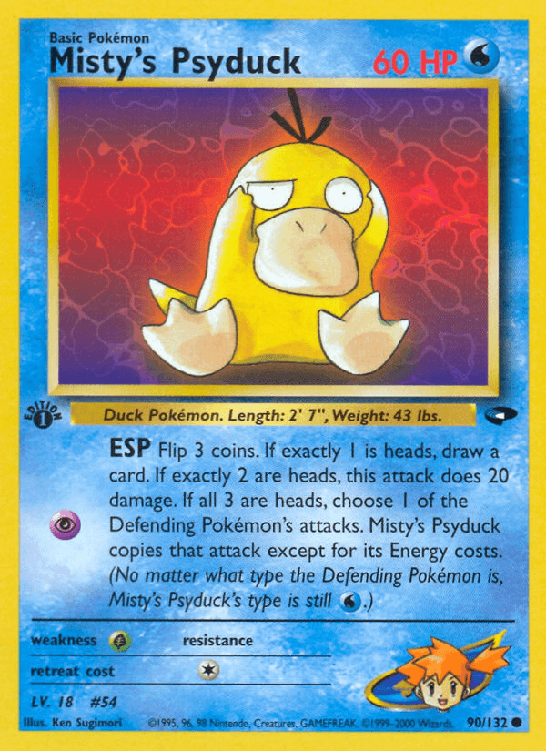 1st Edition Normal, 90, Common, Grass[×2], Gym Challenge 1st Edition, Water Misty's Psyduck (90/132) [Gym Challenge 1st Edition] - Trading Card World