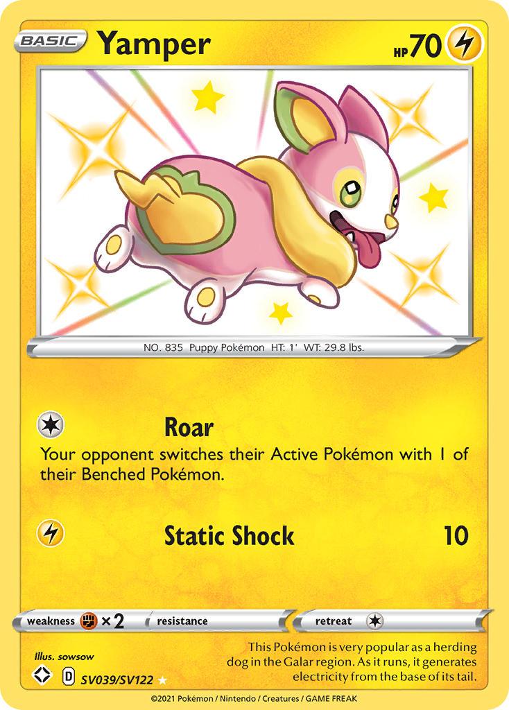 Fighting[×2], Holofoil, Lightning, SV039, Sword & Shield: Shining Fates, Ultra Rare Yamper (SV039/SV122) [Sword & Shield: Shining Fates] - Trading Card World