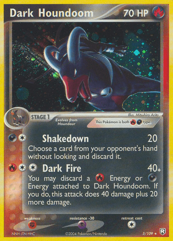 Darkness, EX: Team Rocket Returns, Fighting[×2], Fire, Holo Rare, Holofoil, Psychic[-30] Dark Houndoom (5/109) [EX: Team Rocket Returns] - Trading Card World