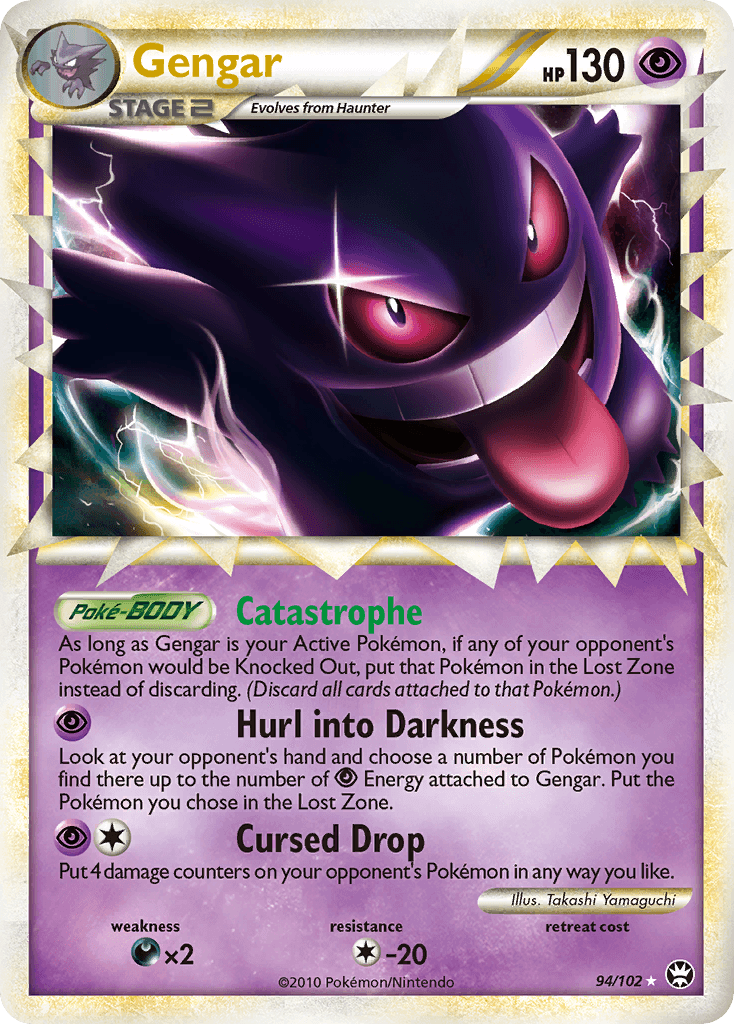 94, Colorless[-20], Darkness[×2], HeartGold & SoulSilver: Triumphant, Holofoil, Psychic, Ultra Rare Gengar (94/102) [HeartGold & SoulSilver: Triumphant] - Trading Card World