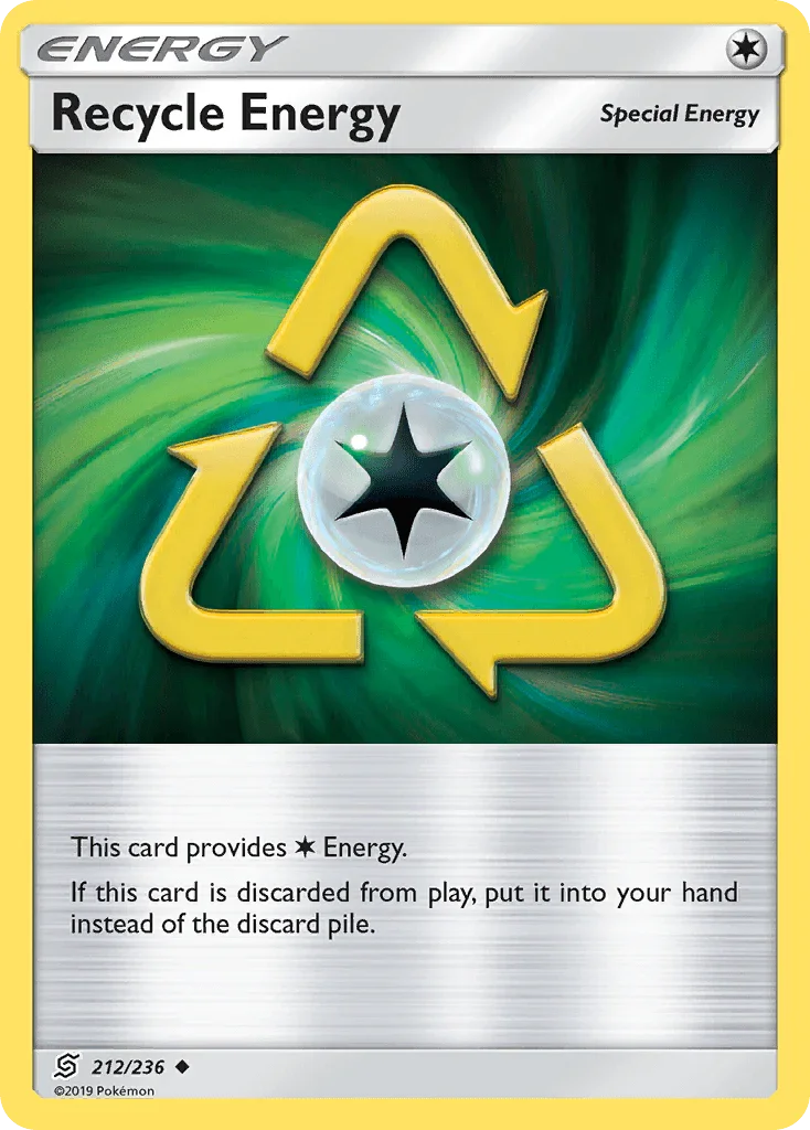 212, Energy, Normal, Reverse Holofoil, Sun & Moon: Unified Minds, Uncommon Recycle Energy (212/236) [Sun & Moon: Unified Minds] - Trading Card World