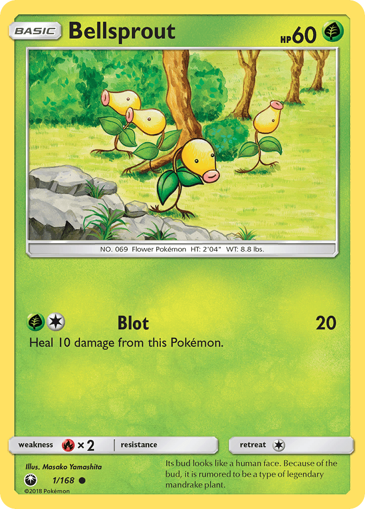 Common, Fire[×2], Grass, Normal, Reverse Holofoil, Sun & Moon: Celestial Storm Bellsprout (1/168) [Sun & Moon: Celestial Storm] - Trading Card World