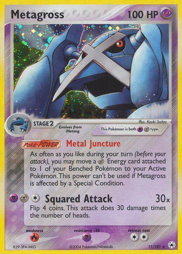 11, EX: Hidden Legends, Fire[×2], Metal, Normal, Psychic, Psychic[-30], Rare Metagross (11/101) (Theme Deck Exclusive) [EX: Hidden Legends] - Trading Card World