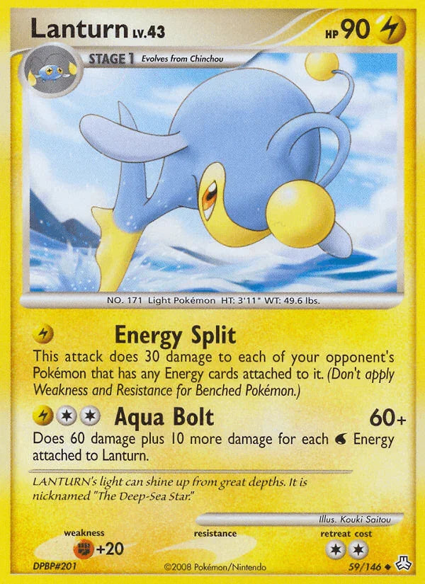 59, Diamond & Pearl: Legends Awakened, Fighting[+20], Lightning, Normal, Reverse Holofoil, Uncommon Lanturn (59/146) [Diamond & Pearl: Legends Awakened] - Trading Card World