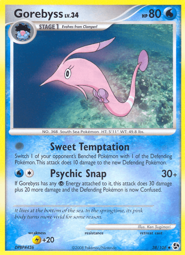 38, Diamond & Pearl: Great Encounters, Lightning[+20], Normal, Reverse Holofoil, Uncommon, Water Gorebyss (38/106) [Diamond & Pearl: Great Encounters] - Trading Card World