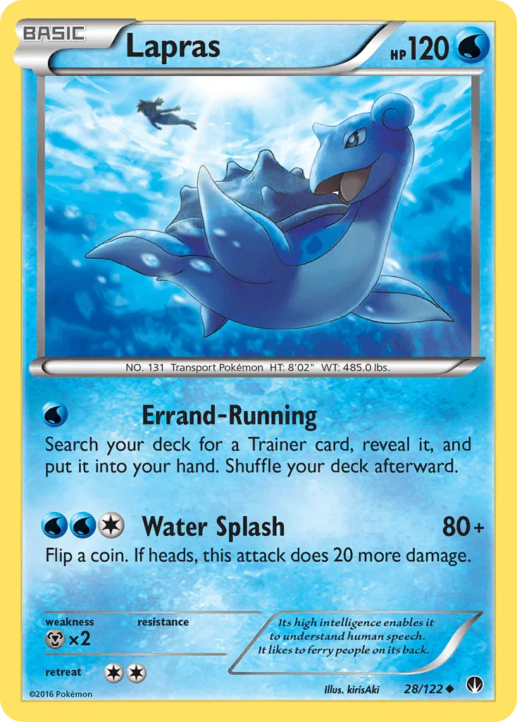 28, Metal[×2], Normal, Reverse Holofoil, Uncommon, Water, XY: BREAKpoint Lapras (28/122) [XY: BREAKpoint] - Trading Card World