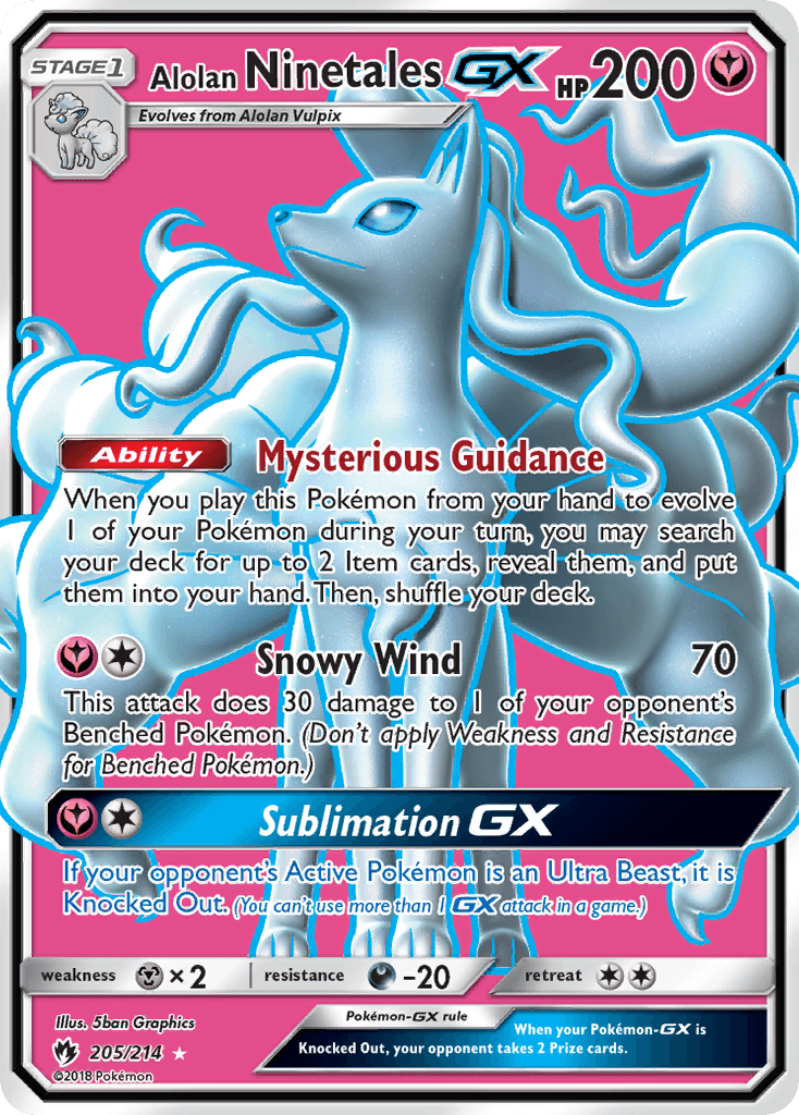 205, Darkness[-20], Fairy, Holofoil, Metal[×2], Sun & Moon: Lost Thunder, Ultra Rare Alolan Ninetales GX (205/214) [Sun & Moon: Lost Thunder] - Trading Card World