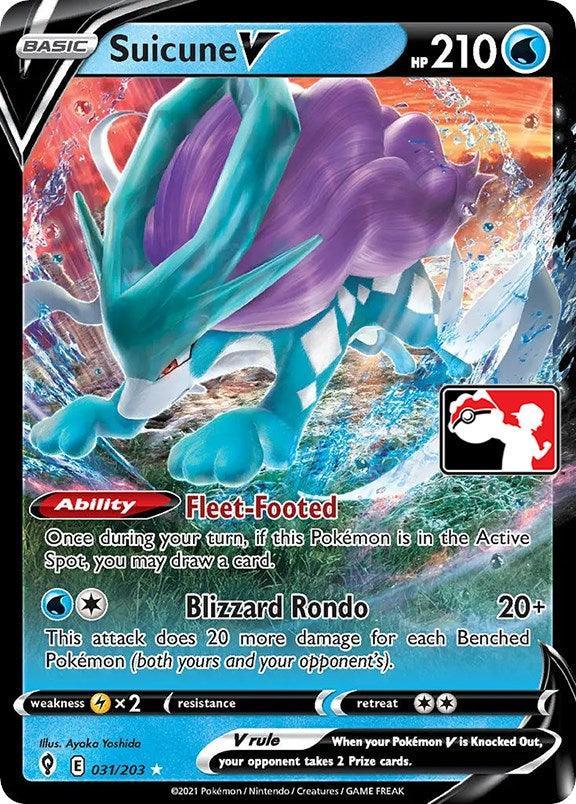 031, Holofoil, Lightning [x2], Prize Pack Series One, Ultra Rare, Water Suicune V (031/203) [Prize Pack Series One] - Trading Card World