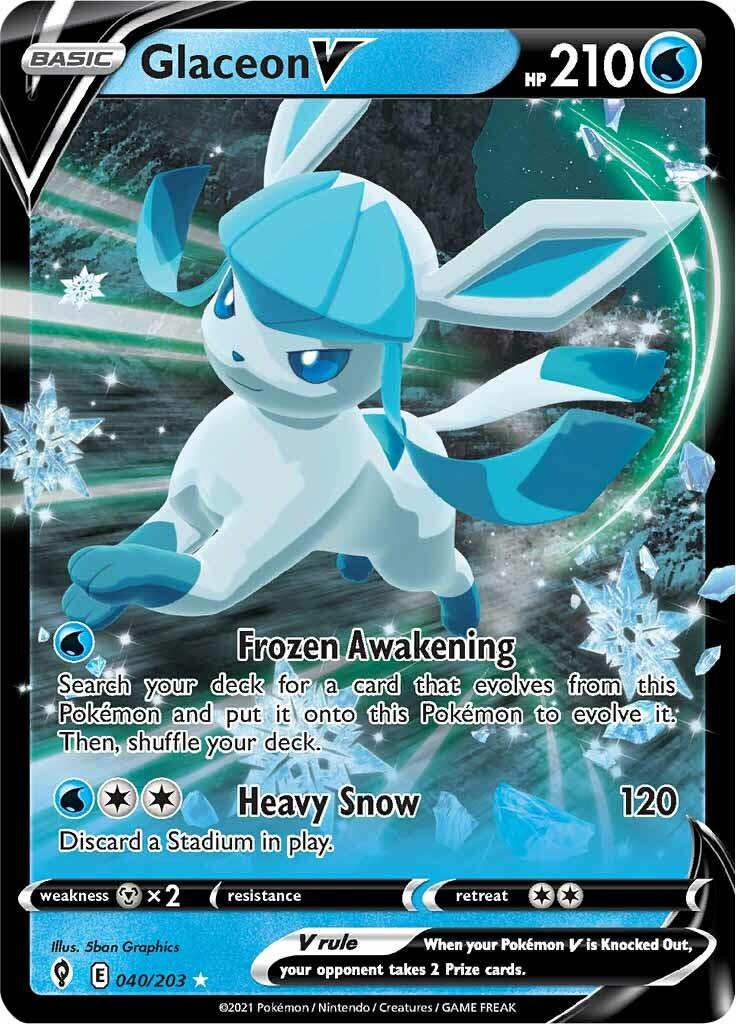 040, Holofoil, Metal [x2], Sword & Shield: Evolving Skies, Ultra Rare, Water Glaceon V (040/203) [Sword & Shield: Evolving Skies] - Trading Card World