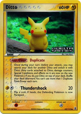 63, Common, EX: Delta Species, Fighting[×2], Lightning, Reverse Holofoil Ditto (63/113) (Stamped) [EX: Delta Species] - Trading Card World