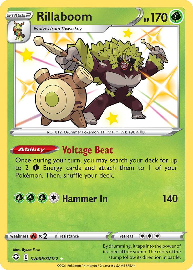 Fire[×2], Grass, Holofoil, SV006, Sword & Shield: Shining Fates, Ultra Rare Rillaboom (SV006/SV122) [Sword & Shield: Shining Fates] - Trading Card World