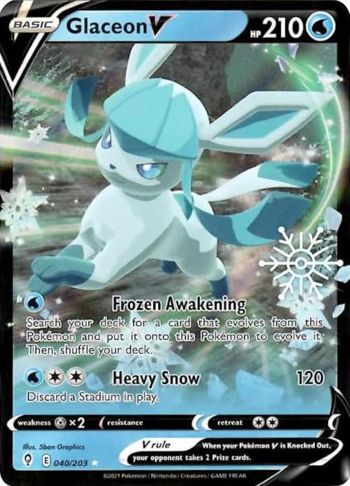 040, Holofoil, Metal [x2], Sword & Shield: Evolving Skies, Ultra Rare, Water Glaceon V (040/203) (Holiday Calendar) [Sword & Shield: Evolving Skies] - Trading Card World