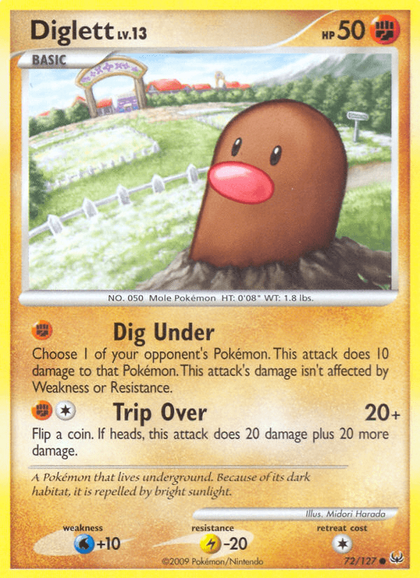 72, Common, Fighting, Lightning[-20], Normal, Platinum: Base Set, Reverse Holofoil, Water[+10] Diglett (72/127) [Platinum: Base Set] - Trading Card World