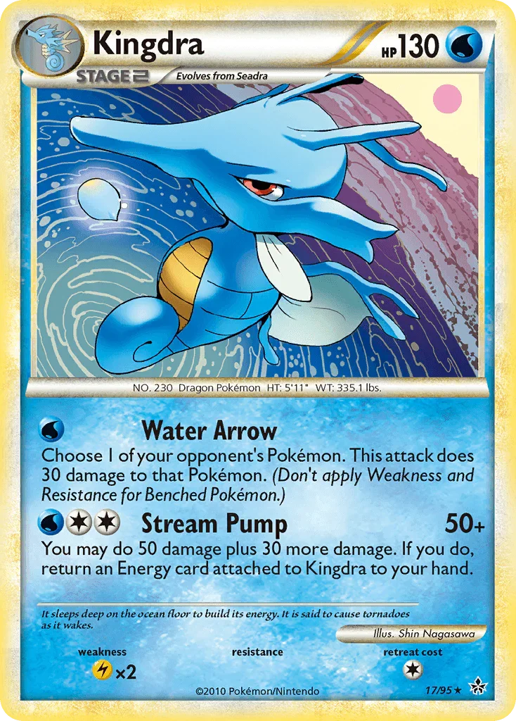 17, HeartGold & SoulSilver: Unleashed, Lightning[×2], Normal, Rare, Reverse Holofoil, Water Kingdra (17/95) [HeartGold & SoulSilver: Unleashed] - Trading Card World
