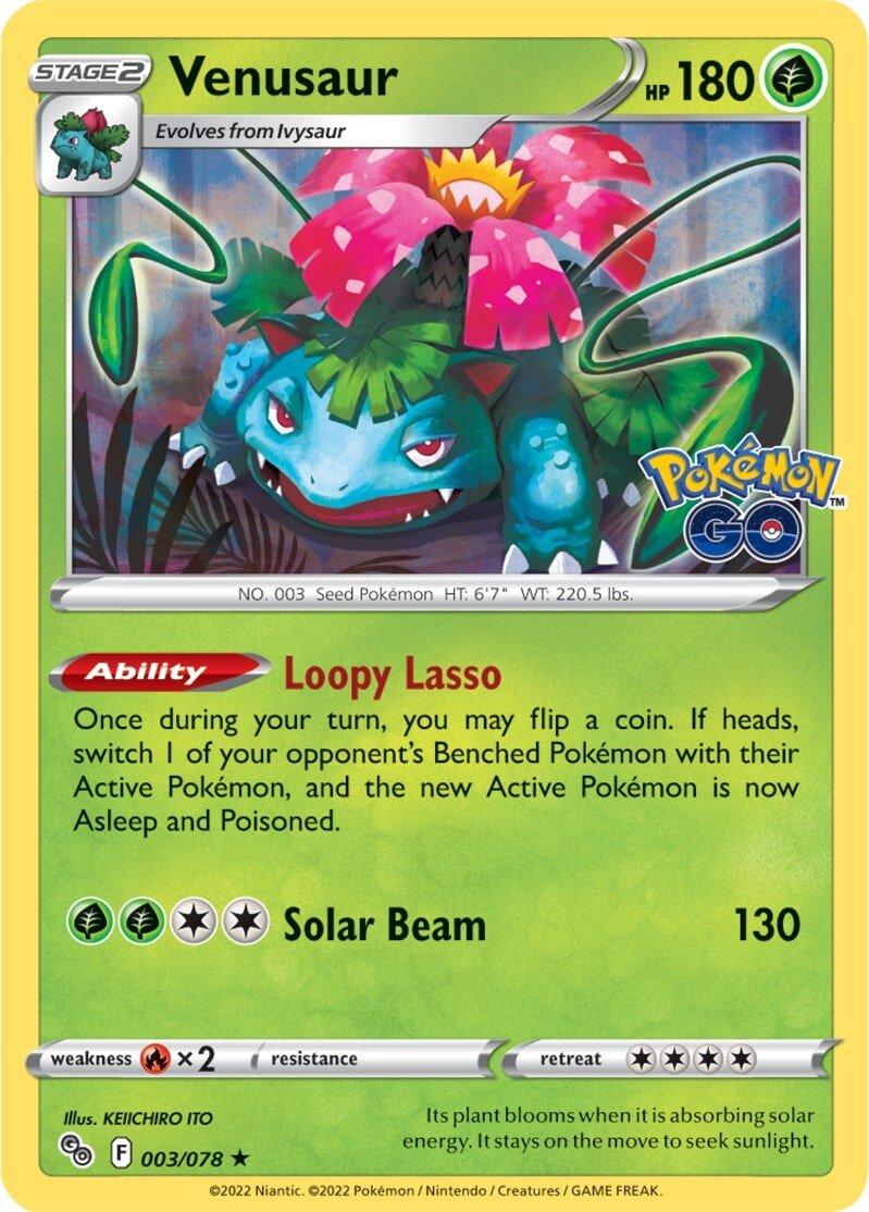 003, Fire [x2], Grass, Holo Rare, Holofoil, Pokémon GO, Reverse Holofoil Venusaur (003/078) [Pokémon GO] - Trading Card World