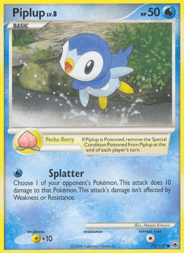 72, Common, Diamond & Pearl: Majestic Dawn, Lightning[+10], Normal, Reverse Holofoil, Water Piplup (72/100) [Diamond & Pearl: Majestic Dawn] - Trading Card World
