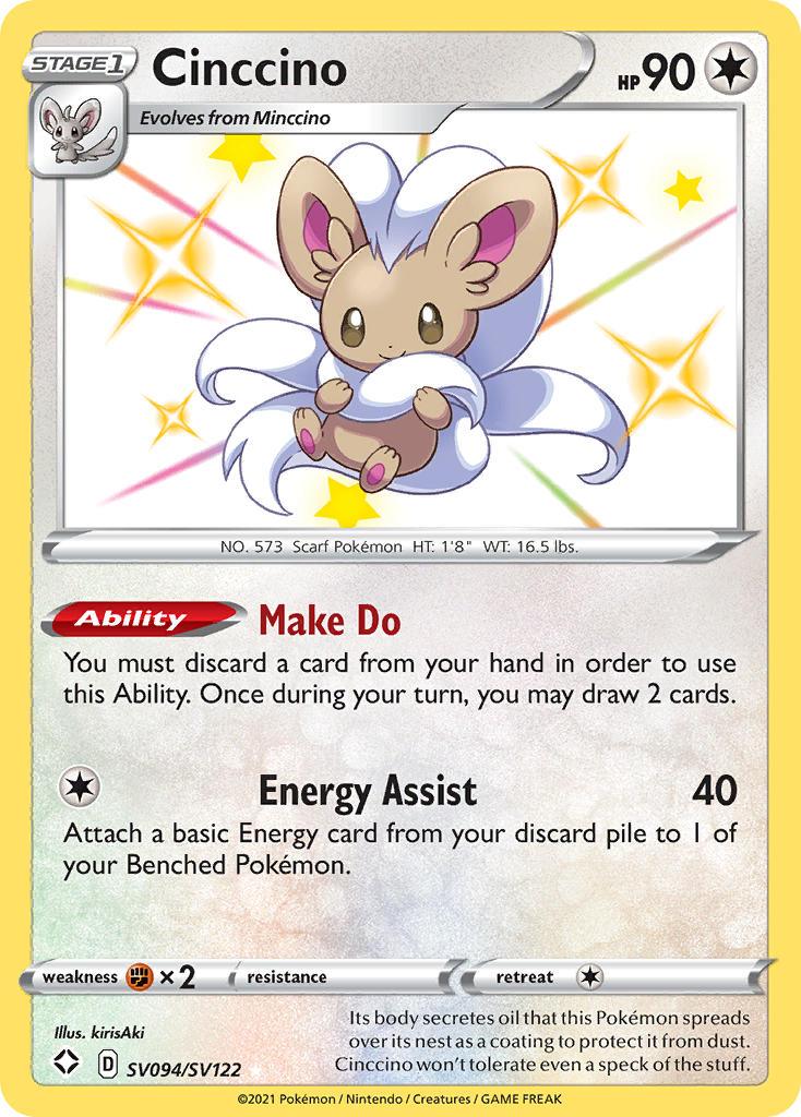 Colorless, Fighting[×2], Holofoil, SV094, Sword & Shield: Shining Fates, Ultra Rare Cinccino (SV094/SV122) [Sword & Shield: Shining Fates] - Trading Card World
