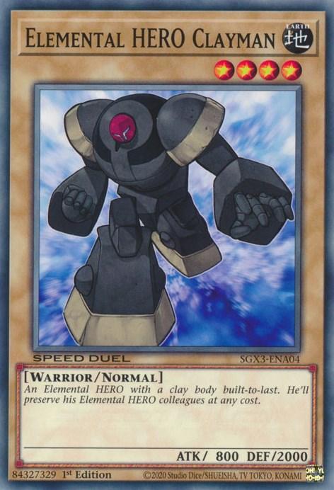1st Edition, Common, Earth, Normal Monster, Speed Duel GX: Duelists of Shadows, Warrior Elemental HERO Clayman [SGX3-ENA04] Common - Trading Card World