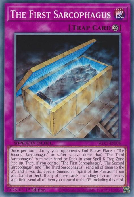 1st Edition, Common, Continuous Trap, Speed Duel GX: Duelists of Shadows, Trap The First Sarcophagus [SGX3-ENI06] Common - Trading Card World