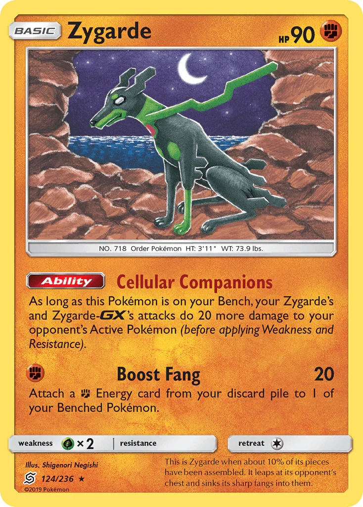 124, Fighting, Grass[×2], Normal, Rare, Reverse Holofoil, Sun & Moon: Unified Minds Zygarde (124/236) [Sun & Moon: Unified Minds] - Trading Card World