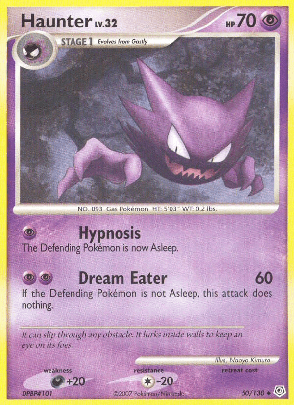 50, Colorless[-20], Darkness[+20], Diamond & Pearl: Base Set, Normal, Psychic, Reverse Holofoil, Uncommon Haunter (50/130) [Diamond & Pearl: Base Set] - Trading Card World