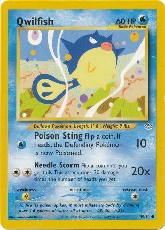 49, Common, Lightning[×2], Neo Revelation Unlimited, Normal, Water Qwilfish (49/64) [Neo Revelation Unlimited] - Trading Card World