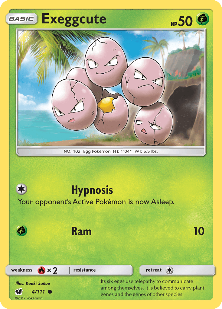 Common, Fire[×2], Grass, Normal, Reverse Holofoil, Sun & Moon: Crimson Invasion Exeggcute (4/111) [Sun & Moon: Crimson Invasion] - Trading Card World