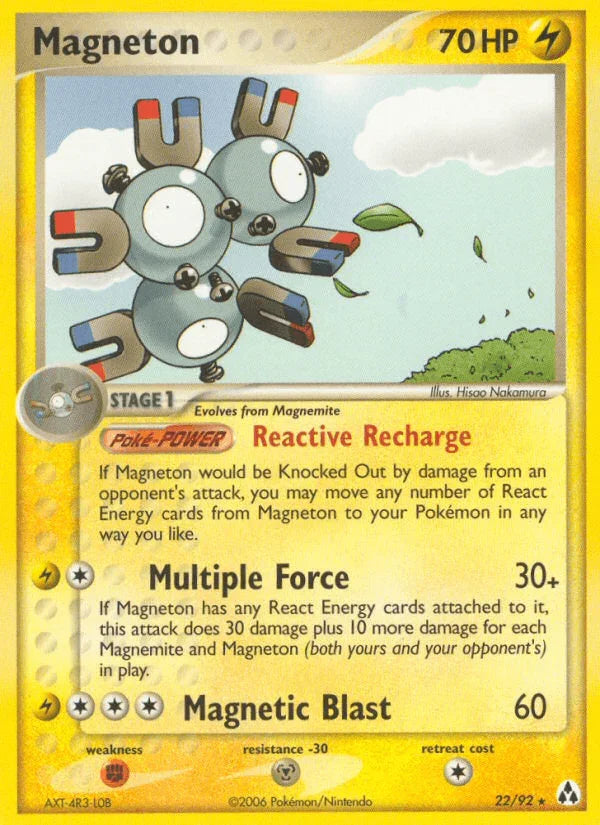 22, EX: Legend Maker, Fighting[×2], Lightning, Metal[-30], Normal, Rare Magneton (22/92) [EX: Legend Maker] - Trading Card World