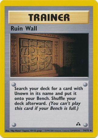 74, Neo Discovery Unlimited, Normal, Trainer, Uncommon Ruin Wall (74/75) [Neo Discovery Unlimited] - Trading Card World