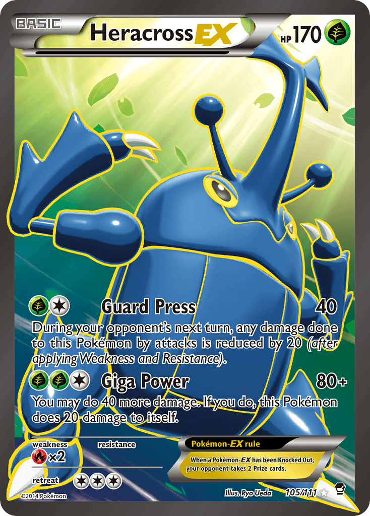 105, Fire[×2], Grass, Holofoil, Ultra Rare, XY: Furious Fists Heracross EX (105/111) [XY: Furious Fists] - Trading Card World