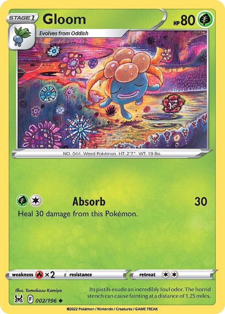 002, Fire [x2], Grass, Normal, Reverse Holofoil, Sword & Shield: Lost Origin, Uncommon Gloom (002/196) [Sword & Shield: Lost Origin] - Trading Card World