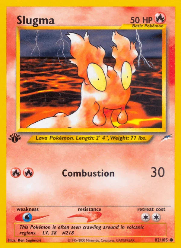 1st Edition Normal, 82, Common, Fire, Neo Destiny 1st Edition, Water[×2] Slugma (82/105) [Neo Destiny 1st Edition] - Trading Card World