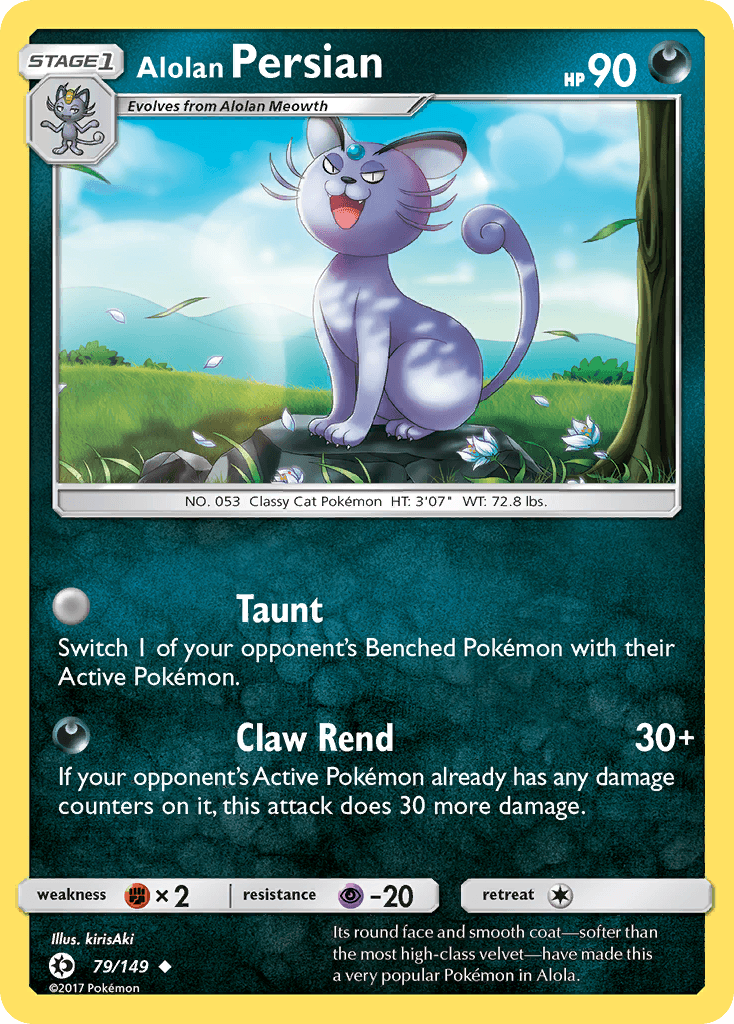 79, Darkness, Fighting[×2], Normal, Psychic[-20], Reverse Holofoil, Sun & Moon: Base Set, Uncommon Alolan Persian (79/149) [Sun & Moon: Base Set] - Trading Card World