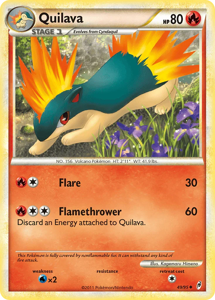 49, Fire, HeartGold & SoulSilver: Call of Legends, Normal, Reverse Holofoil, Uncommon, Water[×2] Quilava (49/95) [HeartGold & SoulSilver: Call of Legends] - Trading Card World