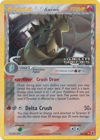 16, EX: Delta Species, Fire, Grass[×2], Holo Rare, Metal, Reverse Holofoil Tyranitar (16/113) (Delta Species) (Stamped) [EX: Delta Species] - Trading Card World