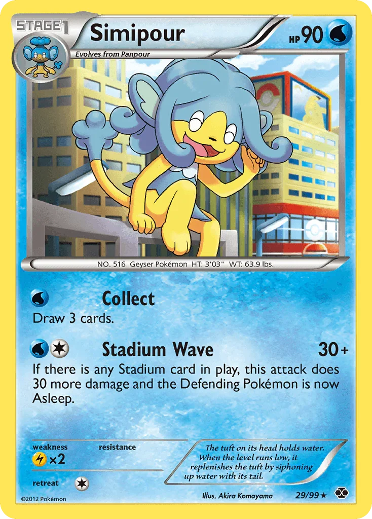 29, Black & White: Next Destinies, Lightning[×2], Normal, Rare, Reverse Holofoil, Water Simipour (29/99) [Black & White: Next Destinies] - Trading Card World