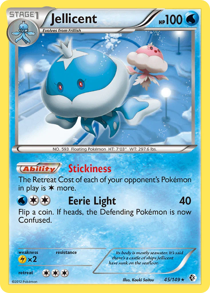 45, Black & White: Boundaries Crossed, Lightning[×2], Normal, Rare, Reverse Holofoil, Water Jellicent (45/149) [Black & White: Boundaries Crossed] - Trading Card World