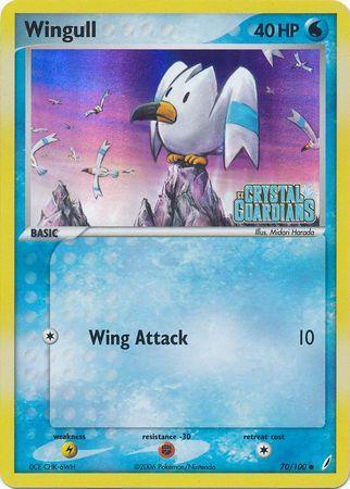70, Common, EX: Crystal Guardians, Fighting[-30], Lightning[×2], Reverse Holofoil, Water Wingull (70/100) (Stamped) [EX: Crystal Guardians] - Trading Card World