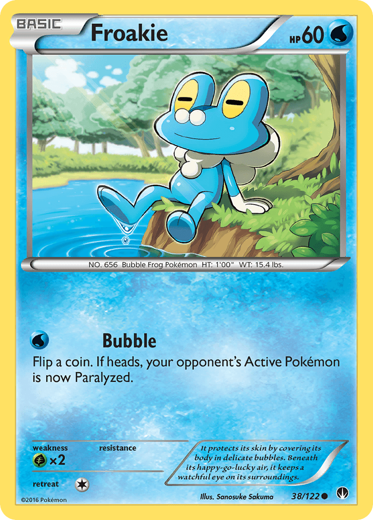 38, Common, Grass[×2], Normal, Reverse Holofoil, Water, XY: BREAKpoint Froakie (38/122) [XY: BREAKpoint] - Trading Card World