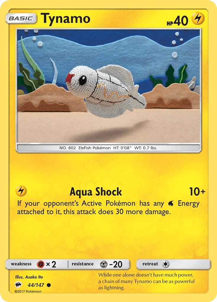 44, Common, Fighting[×2], Lightning, Metal[-20], Normal, Reverse Holofoil, Sun & Moon: Burning Shadows Tynamo (44/147) [Sun & Moon: Burning Shadows] - Trading Card World