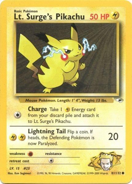 81, Common, Fighting[×2], Gym Heroes Unlimited, Lightning, Normal Lt. Surge's Pikachu (81/132) [Gym Heroes Unlimited] - Trading Card World