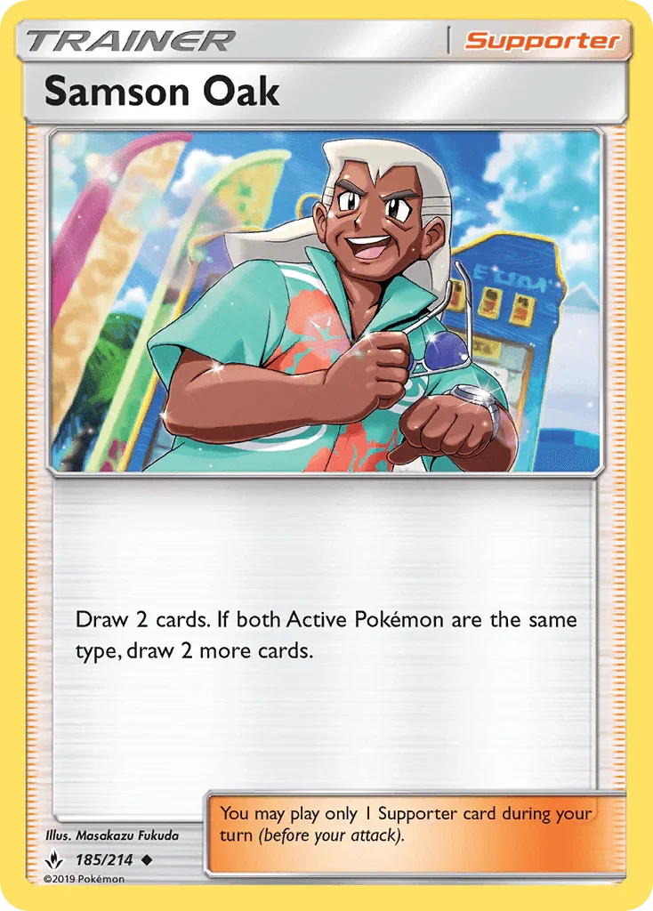 185, Normal, Reverse Holofoil, Sun & Moon: Unbroken Bonds, Supporter, Uncommon Samson Oak (185/214) [Sun & Moon: Unbroken Bonds] - Trading Card World